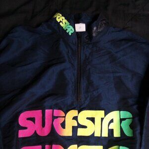 Vintage Surf Star Style Body Gear Neon Pullover Windbreaker Jacket